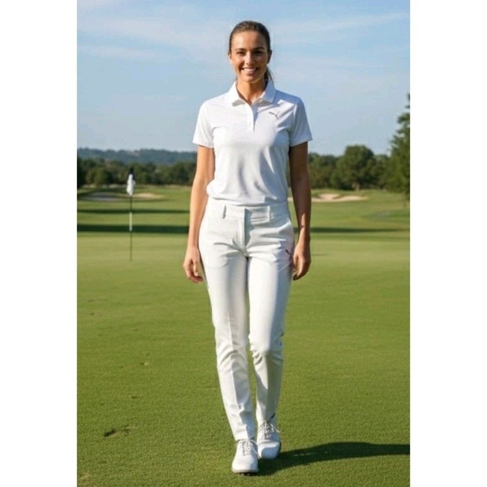 Puma Golf Womens White Tapered Performance Pants Size 10 Stretch Activewear